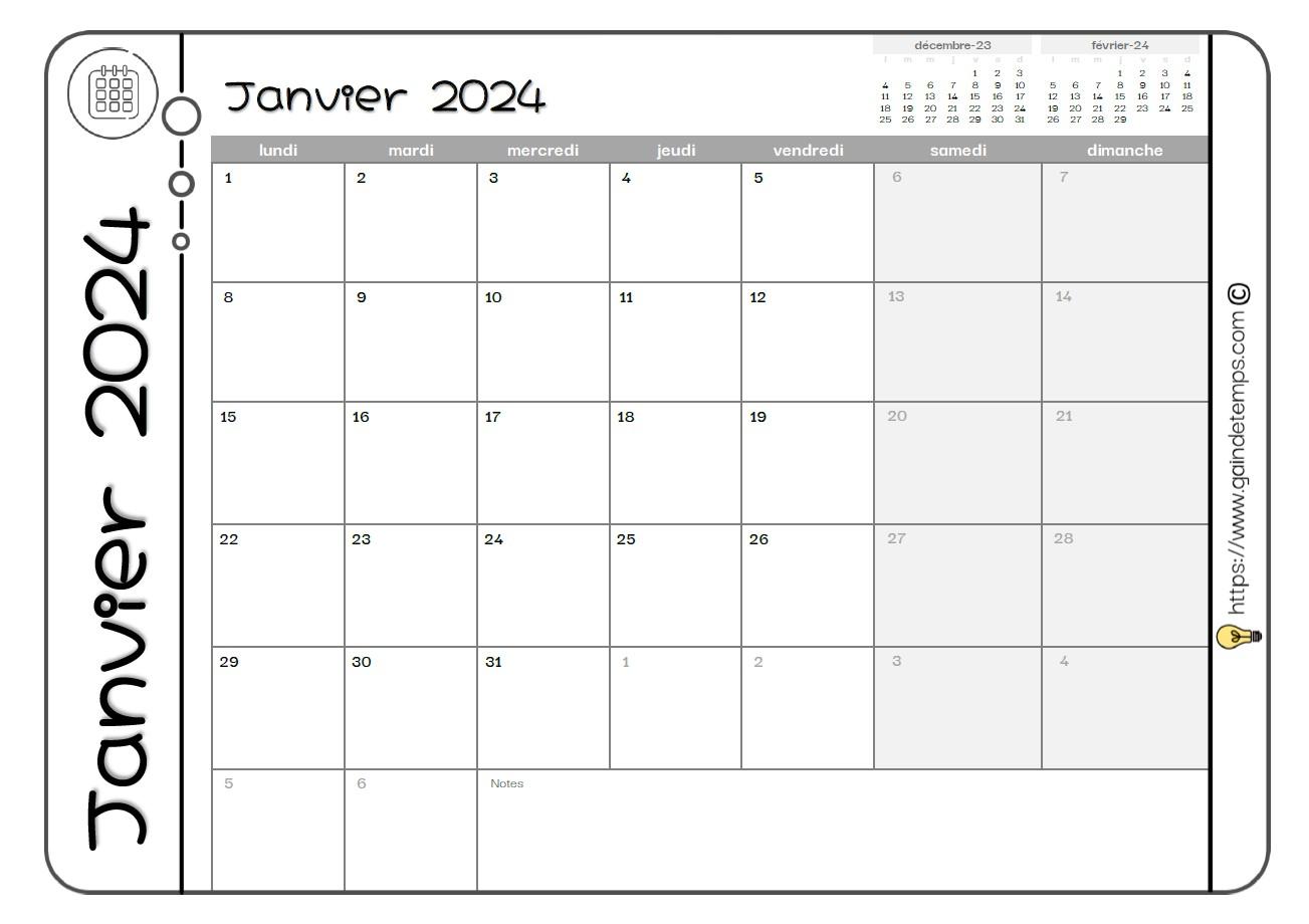 Agenda 2024 - Agenda/calendrier 2024, Janvier 2024 - Décembre 2024