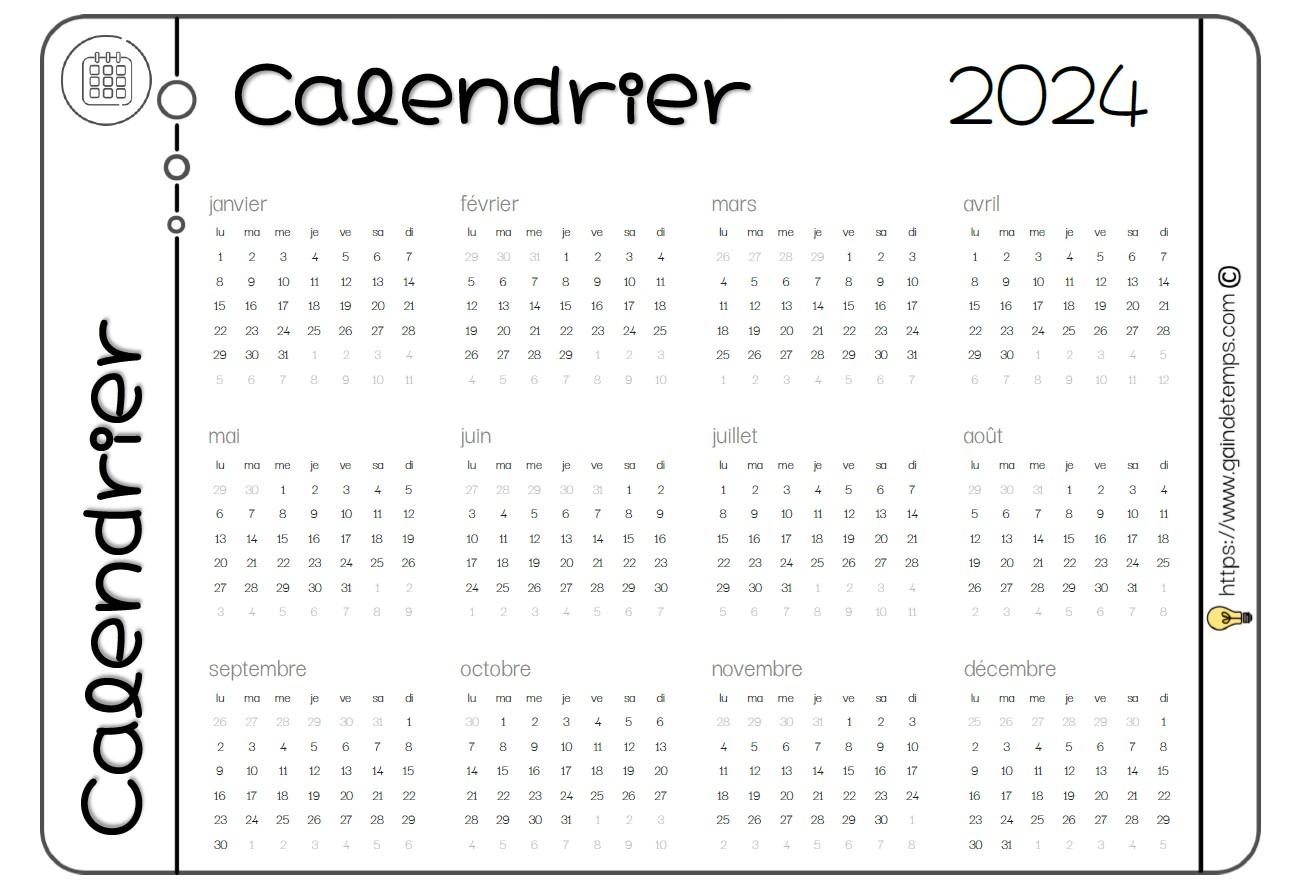  Agenda Mensuel et Semainier 2024: Grand Organisateur
