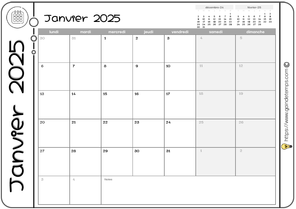 Calendrier carre 2025